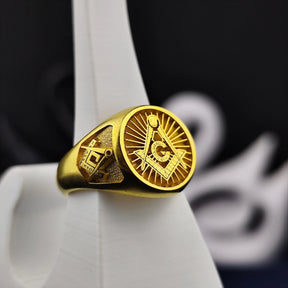 Master Mason Blue Lodge Ring - S&C G Various Materials & Customizable - Bricks Masons