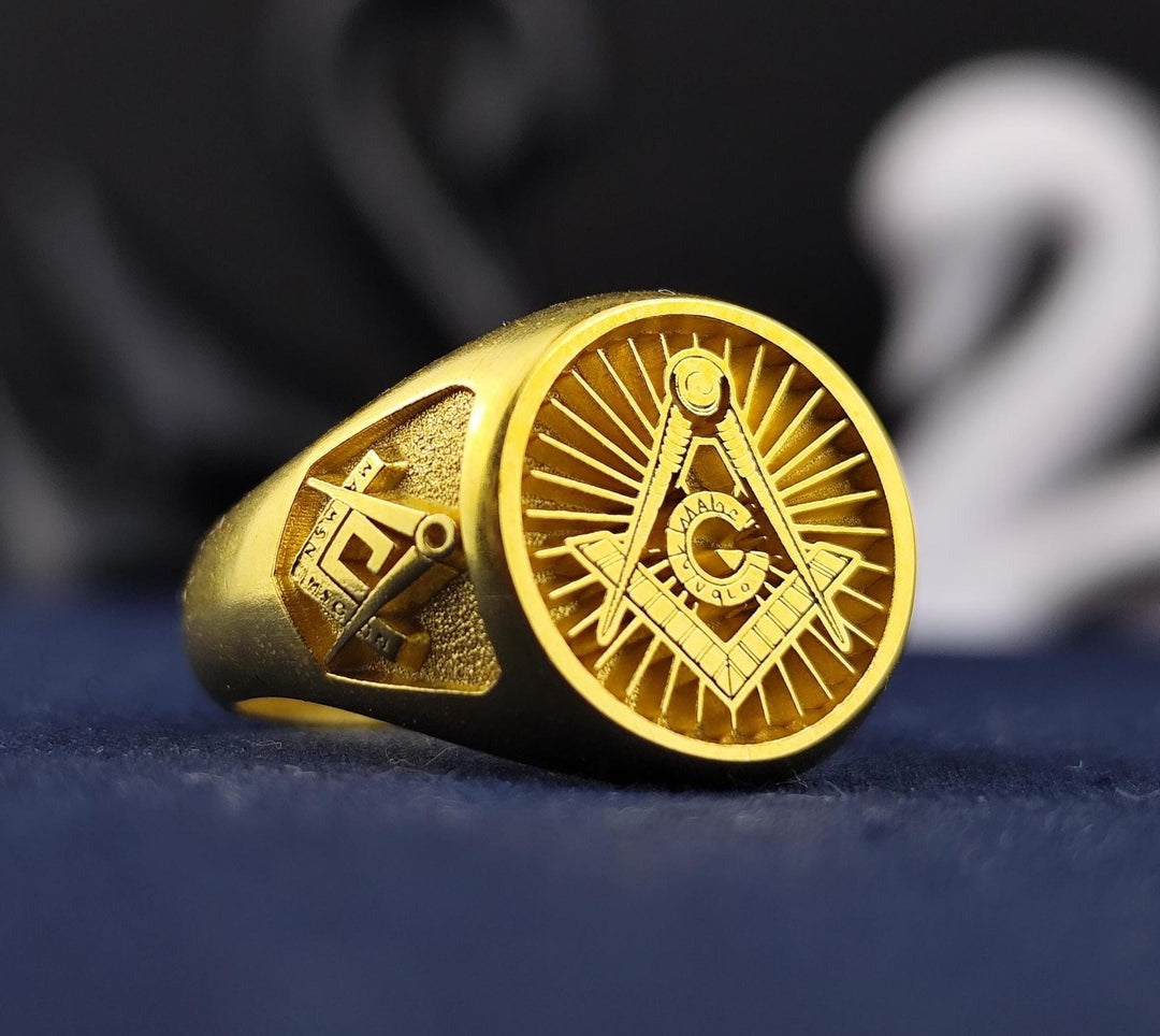 Master Mason Blue Lodge Ring - S&C G Various Materials & Customizable - Bricks Masons