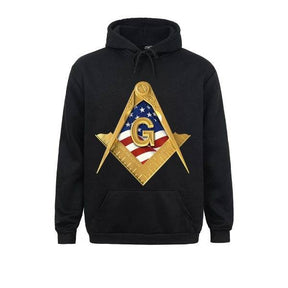 Master Mason Blue Lodge Hoodie - American USA Flag Square & Compass