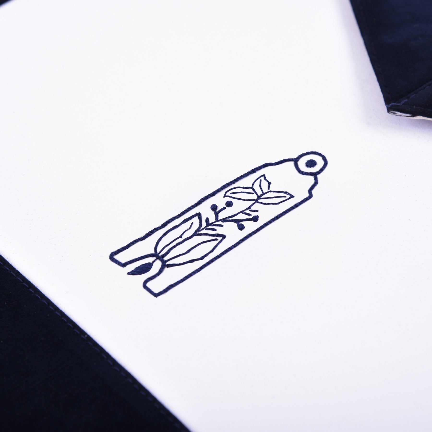 Junior Warden Blue Lodge Officer Apron - Kenton Lodge Navy Velvet With Silver Embroidery Thread - Bricks Masons