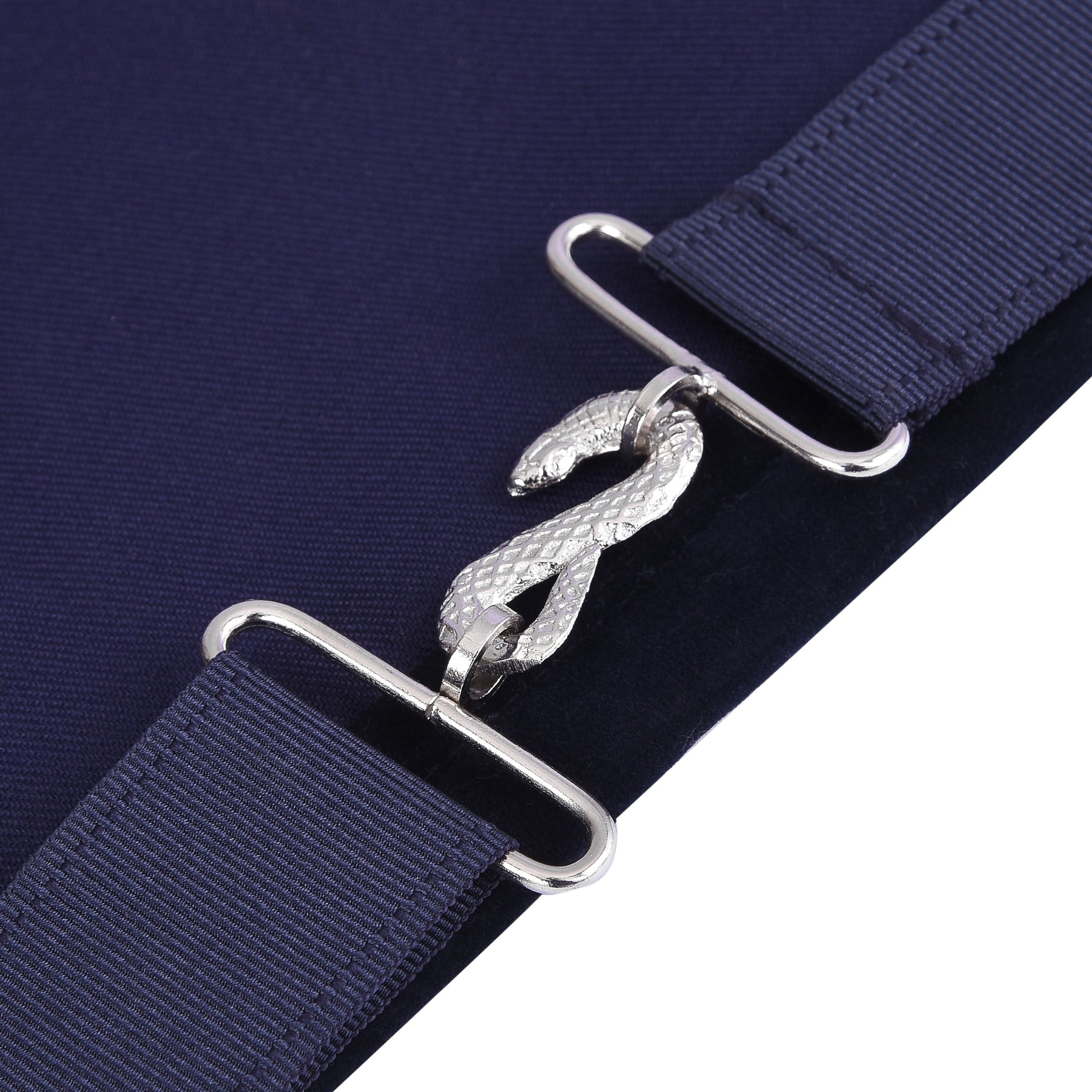 Junior Warden Blue Lodge Officer Apron - Kenton Lodge Navy Velvet With Silver Embroidery Thread - Bricks Masons