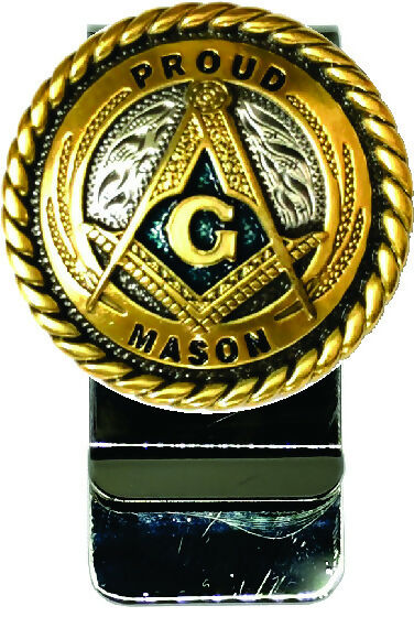Master Mason Blue Lodge Money Clip - Gold Square and Compass G - Bricks Masons