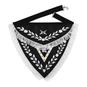 Knights Templar Apron - Triangular Black Velvet Hand Embroidery With Silver Tassels - Bricks Masons