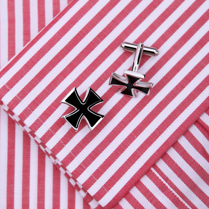 Knights Templar Cufflink - Black Silver High Quality - Bricks Masons