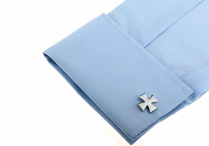 Knights Templar Cufflink - Silver Cross - Bricks Masons