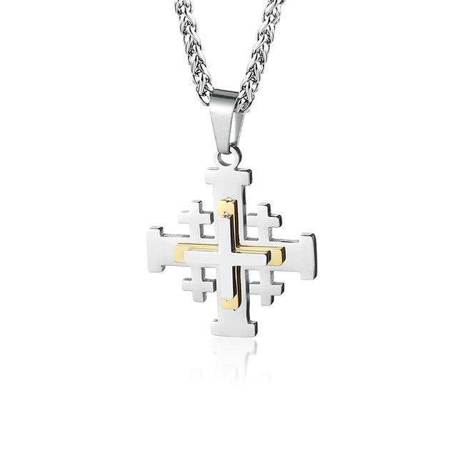Knights Templar Necklace - Jerusalem Cross Pendant - Bricks Masons
