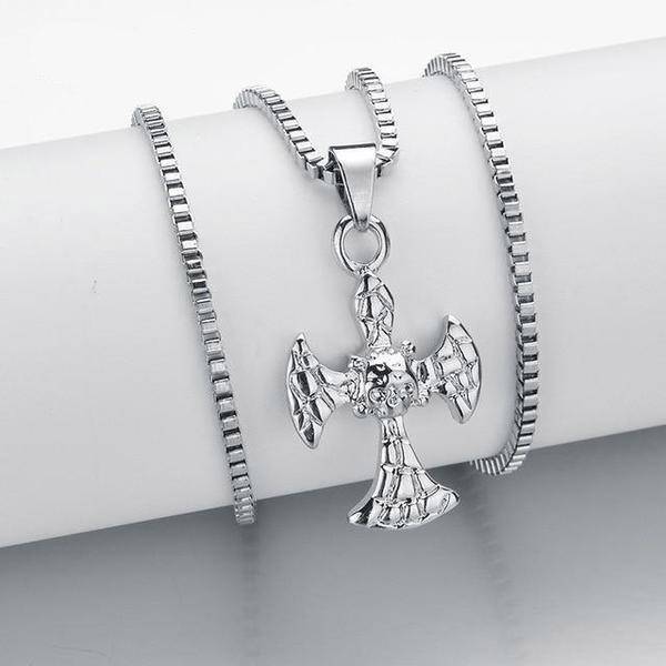 Knights Templar Necklace - Skull and Bones Cross - Bricks Masons