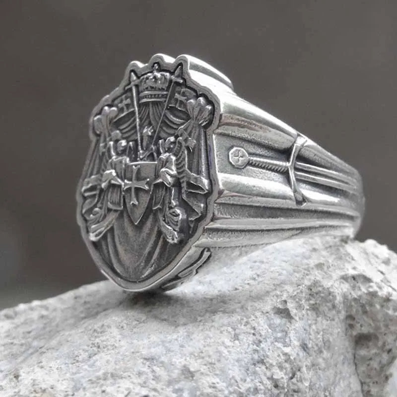 Knights Templar Ring - 16L Stainless Steel - Bricks Masons