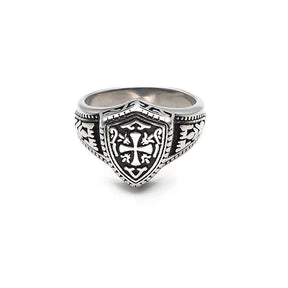 Knights Templar Commandery Ring - 316L Stainless Steel Warrior Cross Shield - Bricks Masons