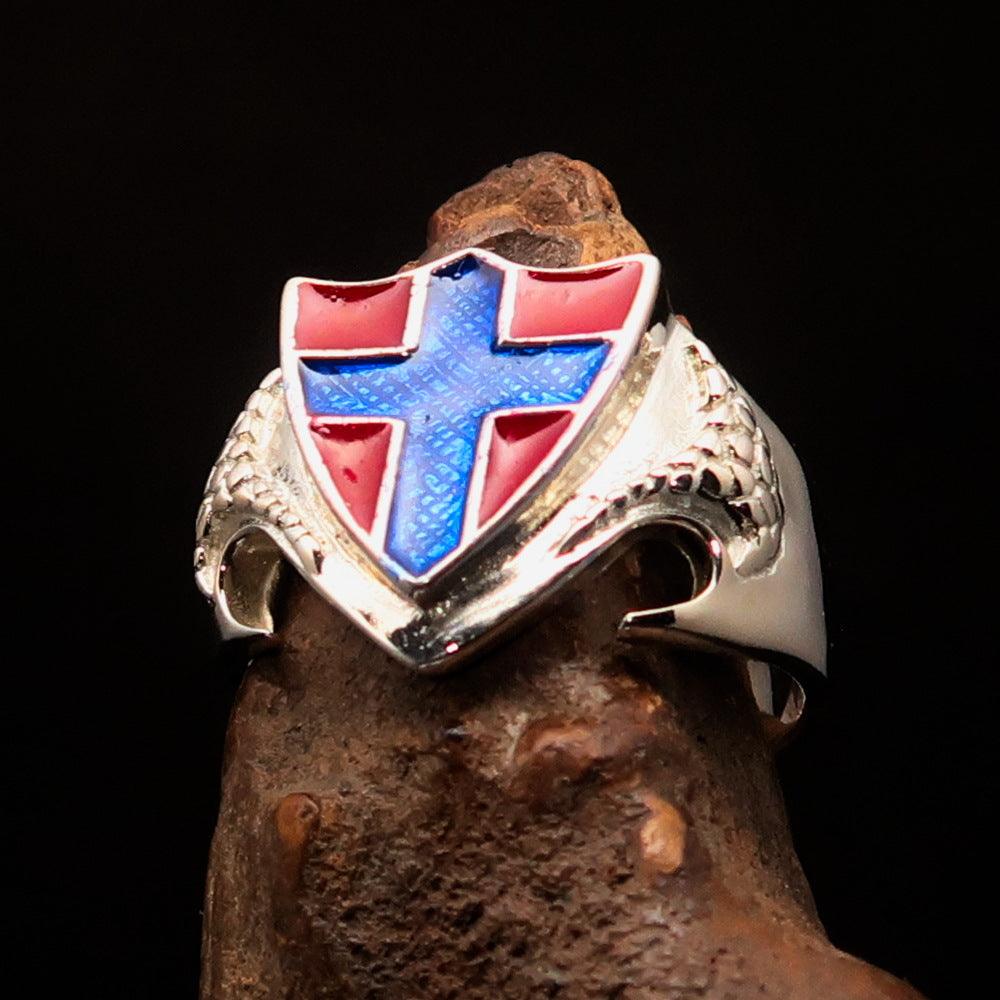 Knights Templar Ring - Flag of Norway Blue Cross On Red - Bricks Masons