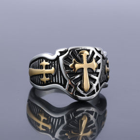 Knights Templar Commandery Ring - Gold Armor Shield Cross Sword - Bricks Masons