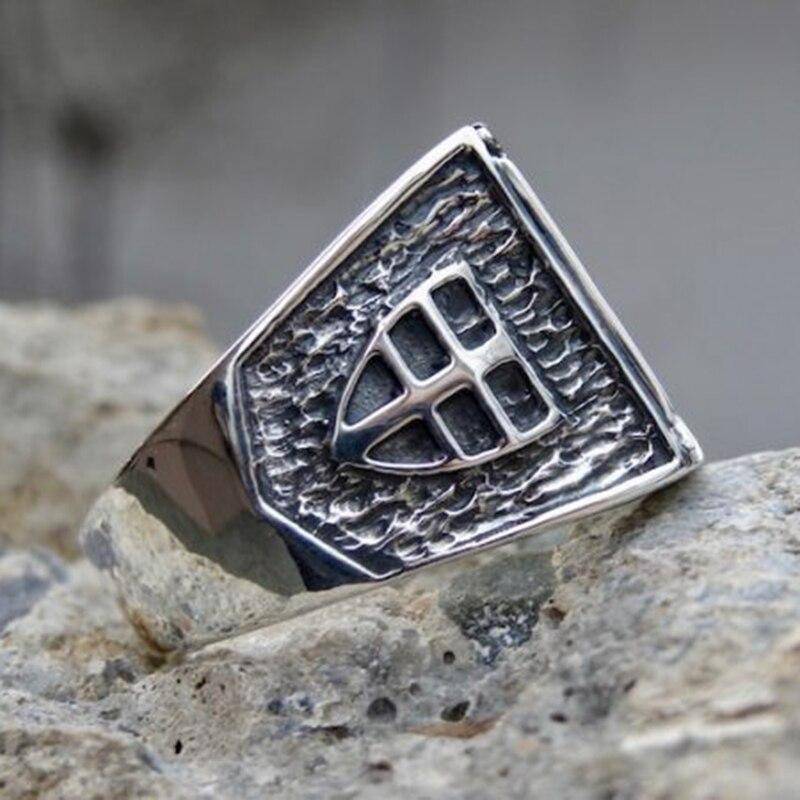 Knights Templar Ring - IN HOC SIGNO VINCES Silver Stainless Steel - Bricks Masons