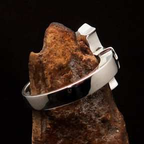 Knights Templar Ring - Mirror polished Silver Cross Ring - Bricks Masons