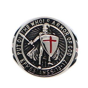 Knights Templar Ring - "Put On The Whole Armor Of God" Cross - Bricks Masons