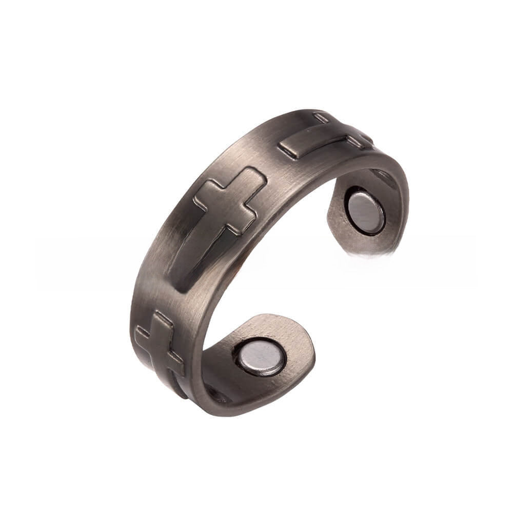 Knights Templar Commandery Ring - Red Copper Magnetic Cross Ring - Bricks Masons