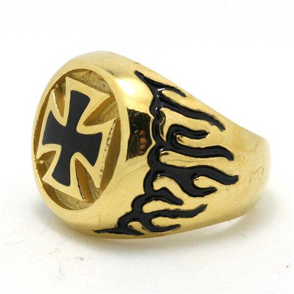 Knights Templar Ring - Retro Vintage - Gold - Bricks Masons