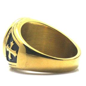 Knights Templar Ring - St. Michael Protect Us (Gold and Silver) - Bricks Masons