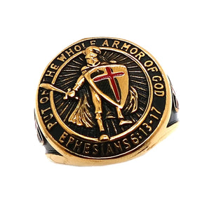 Knights Templar Commandery Ring - Stainless Steel God & Black Plated - Bricks Masons