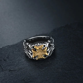 Knights Templar Commandery Ring - Classic Gold-Plated Color Cross - Bricks Masons