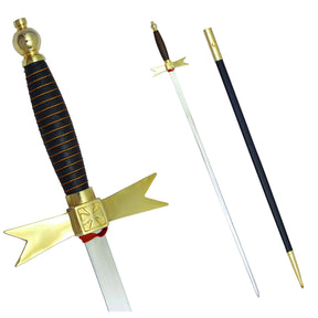 Knights Templar Sword - with Black Gold Hilt and Black Scabbard - Bricks Masons
