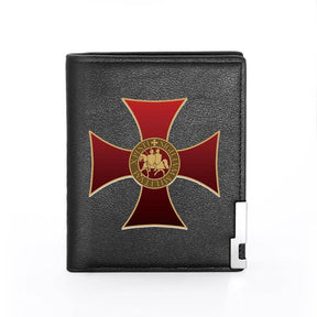 Knights Templar Wallet - Cross & Credit Card Holder (Black/Brown) - Bricks Masons
