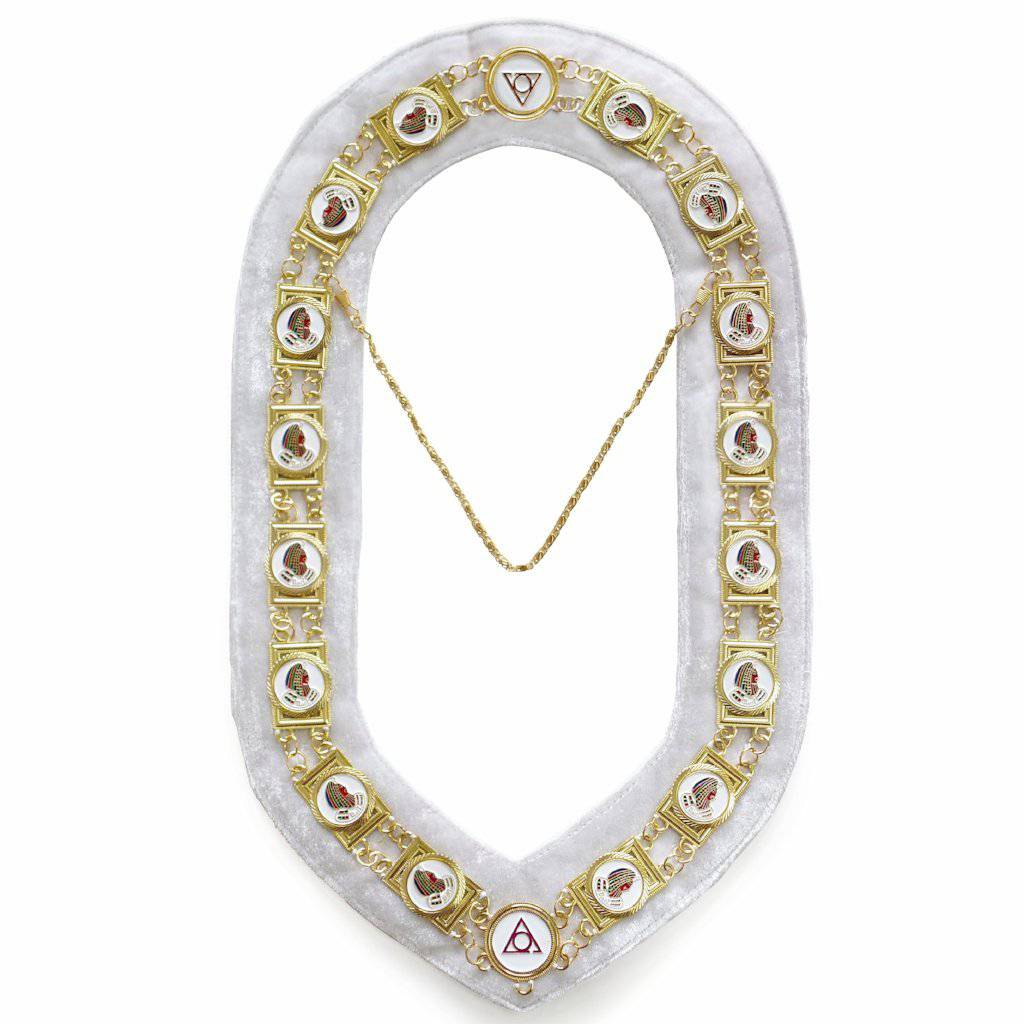 LOCOP Chain Collar - Gold Plated on White Velvet - Bricks Masons