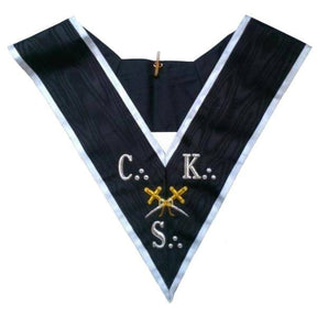 30th Degree Scottish Rite Collar - CKS Black Moire with Grey Borders