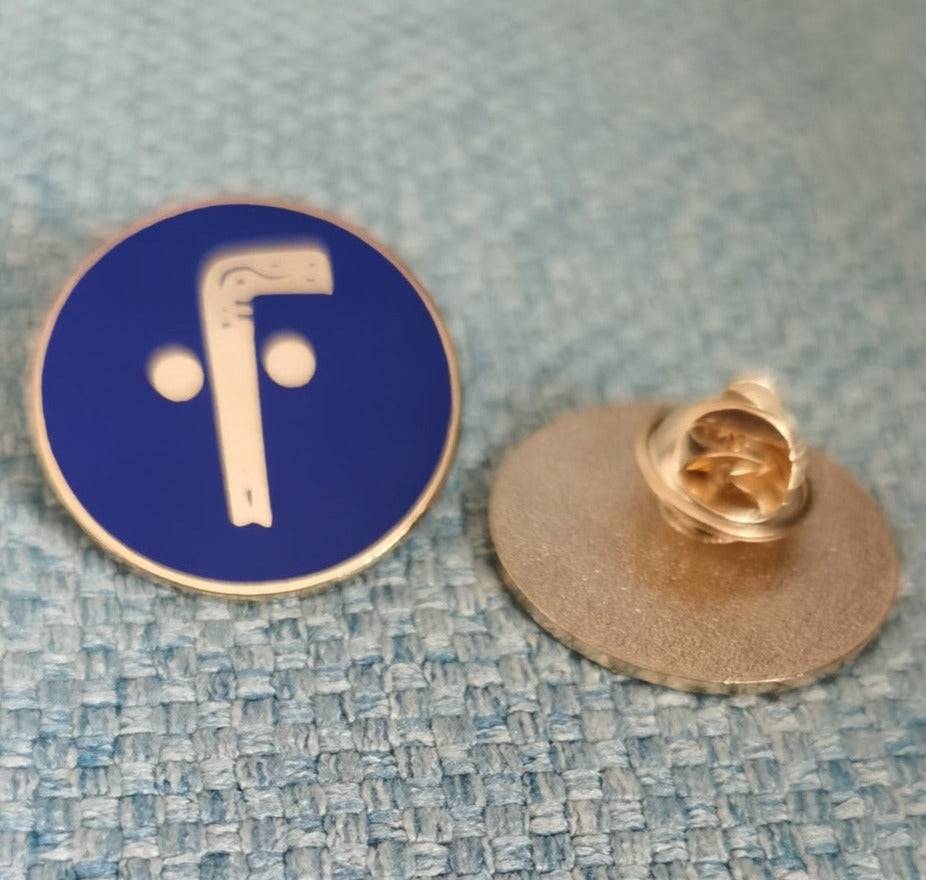 Masonic Lapel Pin - 1" Tubal Cain Blue - Bricks Masons