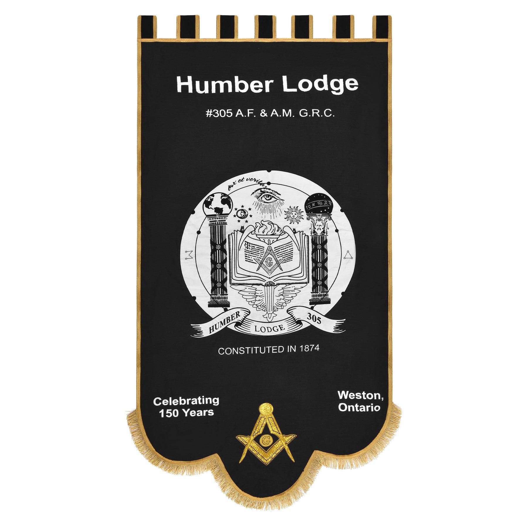 Master Mason Blue Lodge Banner - Machine Embroidery Fully Customizable - Bricks Masons