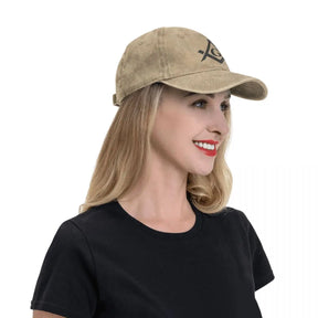Master Mason Blue Lodge Baseball Cap - Gold Square Compass - Bricks Masons