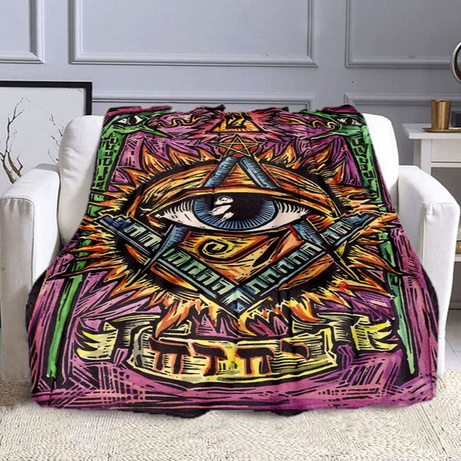 Master Mason Blue Lodge Blanket - Square and Compass G Flannel - Bricks Masons