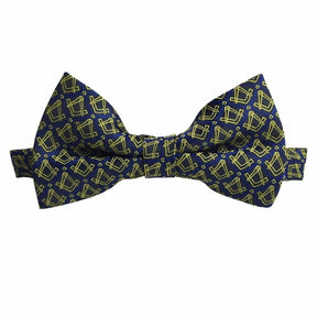 Master Mason Blue Lodge Bow Tie - Blue & Gold Silk Square & Compass - Bricks Masons