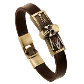 Master Mason Blue Lodge Bracelet - Casted Square & Compass G Leather - Bricks Masons