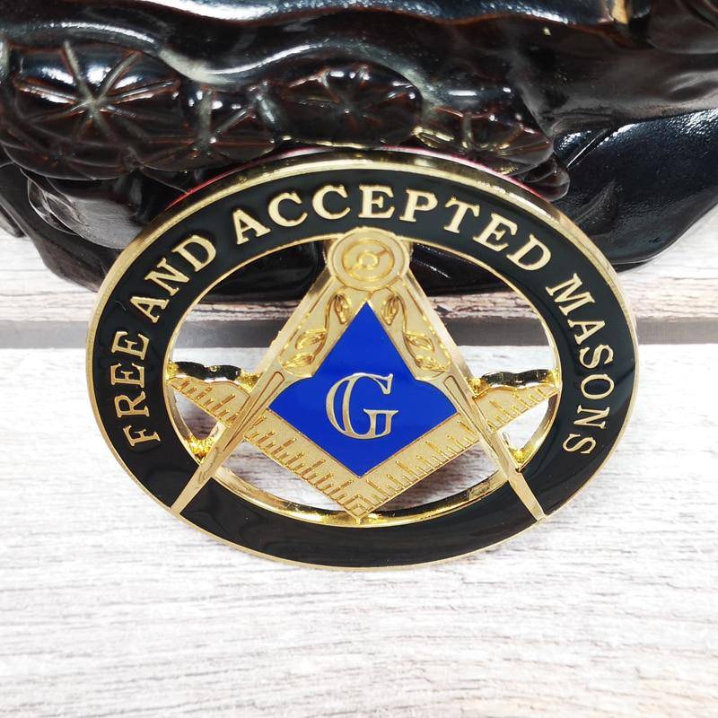 Master Mason Blue Lodge Car Emblem - 3'' FREE AND ACCEPTED MASONS Black Medallion - Bricks Masons
