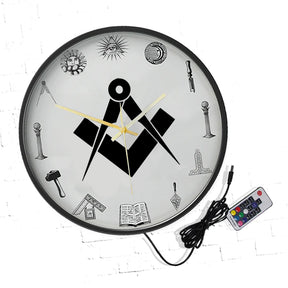 Master Mason Blue Lodge Clock - Frame with LED - Bricks Masons
