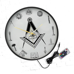 Master Mason Blue Lodge Clock - Frame with LED - Bricks Masons