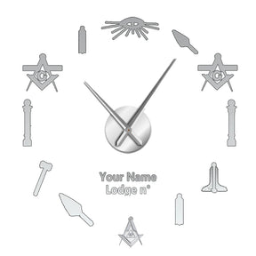Master Mason Blue Lodge Clock - Frameless Design - Bricks Masons