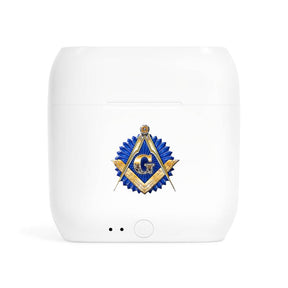 Master Mason Blue Lodge Earbud - Golden Square & Compass G - Bricks Masons