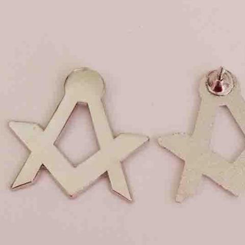 Master Mason Blue Lodge Lapel Pin - Nickel Plated Square Compass - Bricks Masons