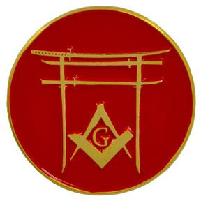 Master Mason Blue Lodge Lapel Pin - Red Japan Shrine Torii - Bricks Masons