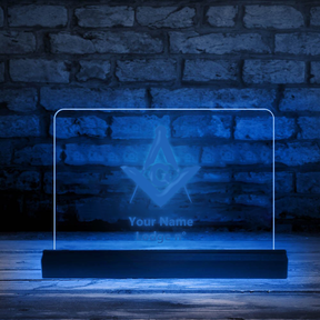 Master Mason Blue Lodge LED Sign - 3D Glowing light - Bricks Masons