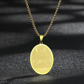 Master Mason Blue Lodge Necklace - Boaz And Jachin Pillars - Bricks Masons