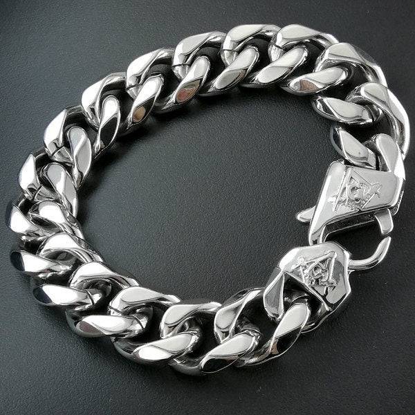 Master Mason Blue Lodge Necklace - Square and Compass G Silver 316L Stainless Steel - Bricks Masons