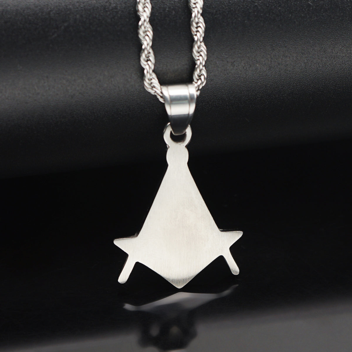 Master Mason Blue Lodge Pendant - Silver Titanium Steel Blue All Seeing Eye - Bricks Masons