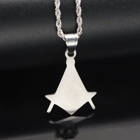 Master Mason Blue Lodge Pendant - Silver Titanium Steel Blue All Seeing Eye - Bricks Masons