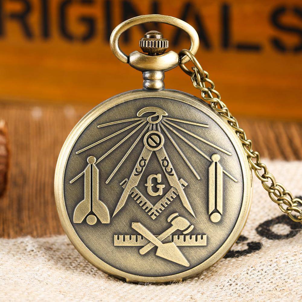 Master Mason Blue Lodge Pocket Watch - Square and Compass G - Bricks Masons