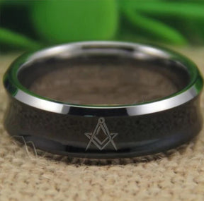 Master Mason Blue Lodge Ring - Black Silver Edges - Bricks Masons