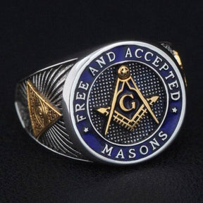 Master Mason Blue Lodge Ring - Free and Accepted Masons 925 Sterling Silver - Bricks Masons
