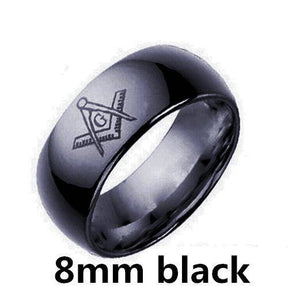Master Mason Blue Lodge Ring - Le Baiser Square & Compass Smooth Round - Bricks Masons