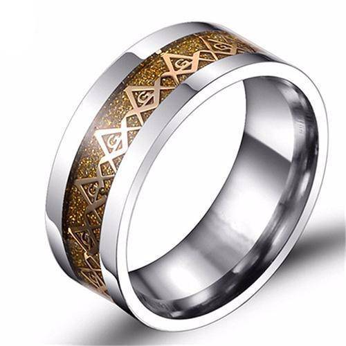 Master Mason Blue Lodge Ring - Square & Compass Opalite - Bricks Masons